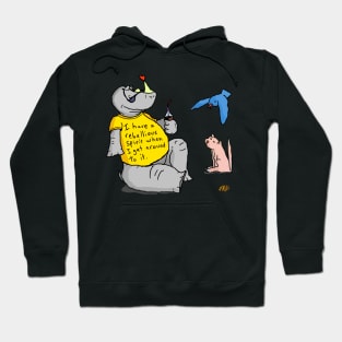 Rebellious Rhino, cartoon rhino with a rebel spirit, and friends Hoodie